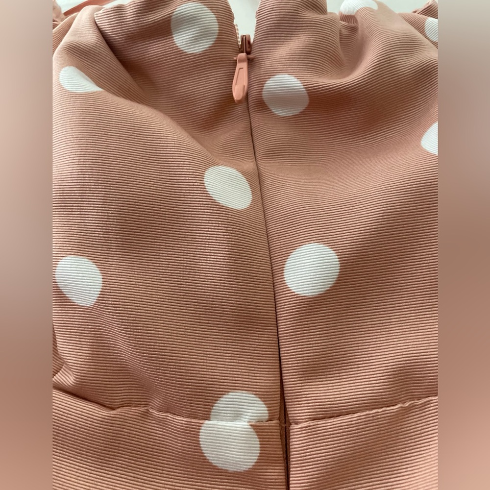 Eva Mendes for New York & Company Pink with White Polka Dot Dress W/pockets - Picture 4 of 12